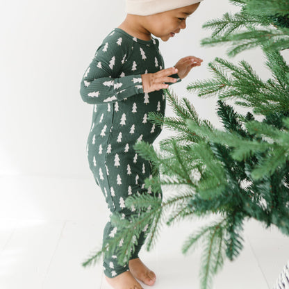 Christmas Trees Small Ribbed Zip Romper