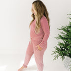 Red Stripe Small Ribbed Women's Long Sleeve Top