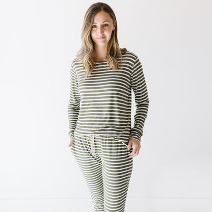 Pine Green Big Stripe Women's Pants