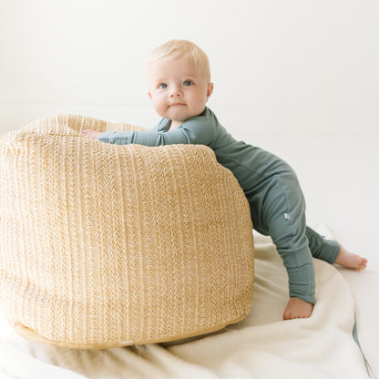 Slate Blue Small Ribbed Zip Romper