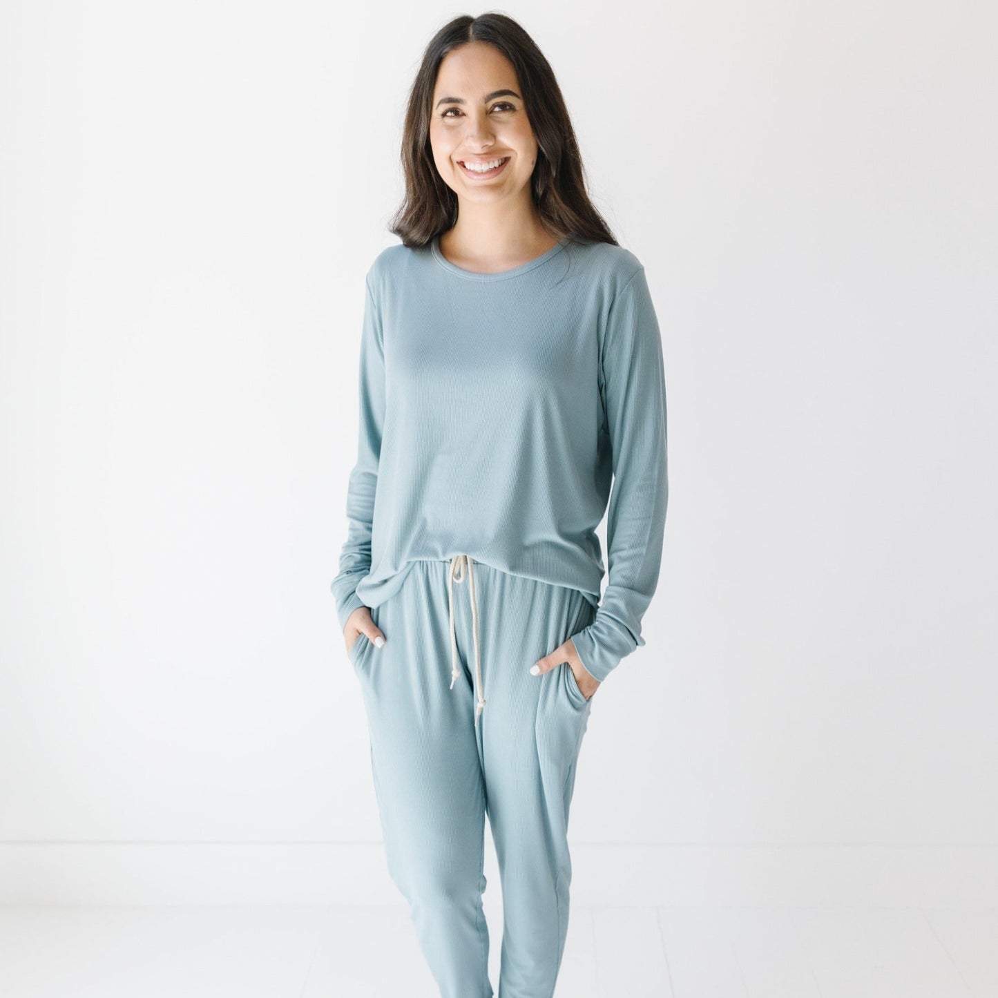 Slate Blue Small Ribbed Women's Matching Set