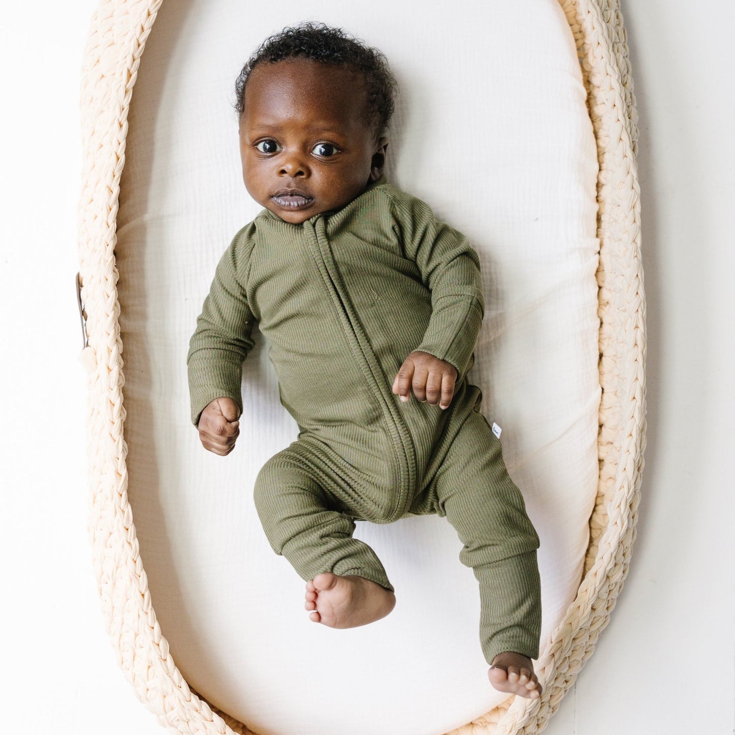 Pine Green Small Ribbed Zip Romper