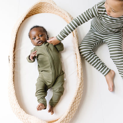 Pine Green Small Ribbed Zip Romper