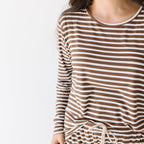 Pinecone Big Stripe Small Ribbed Women's Long Sleeve Top