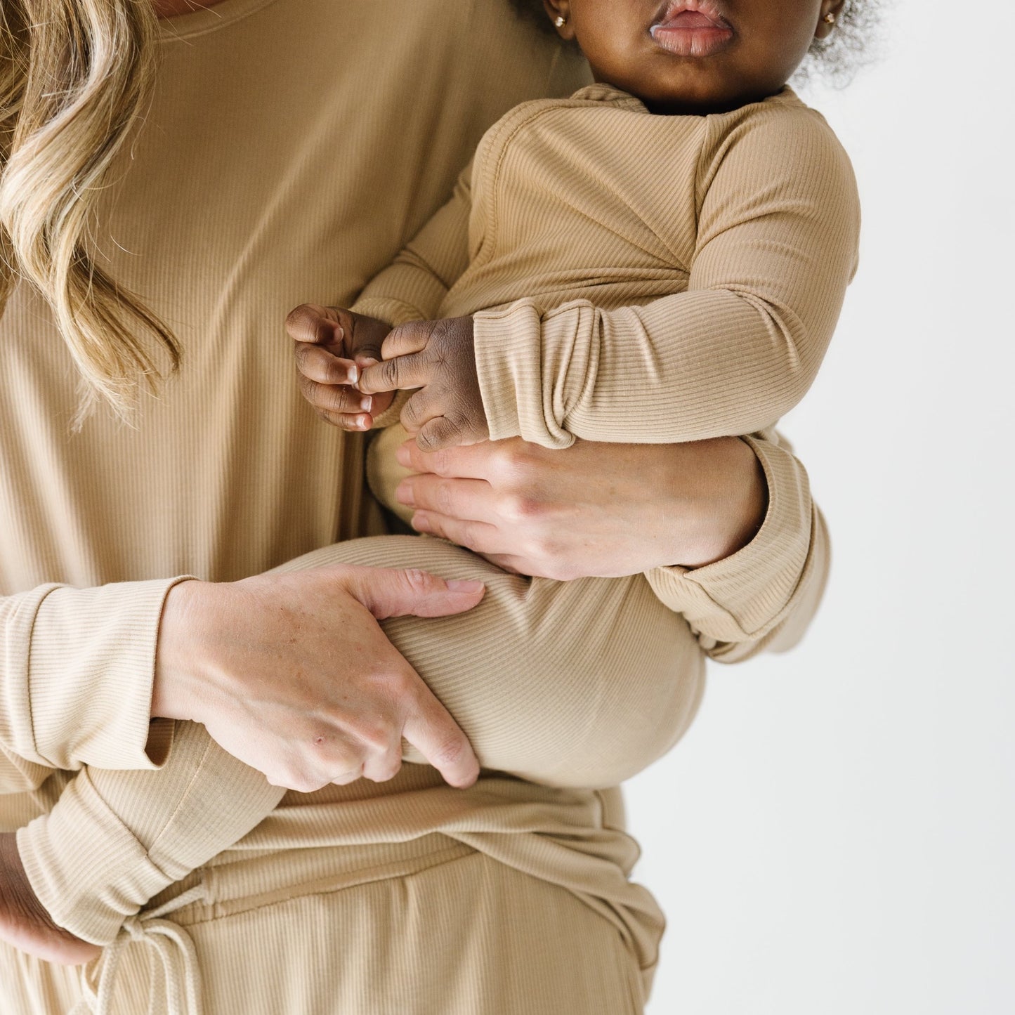 Tan Small Ribbed Zip Romper