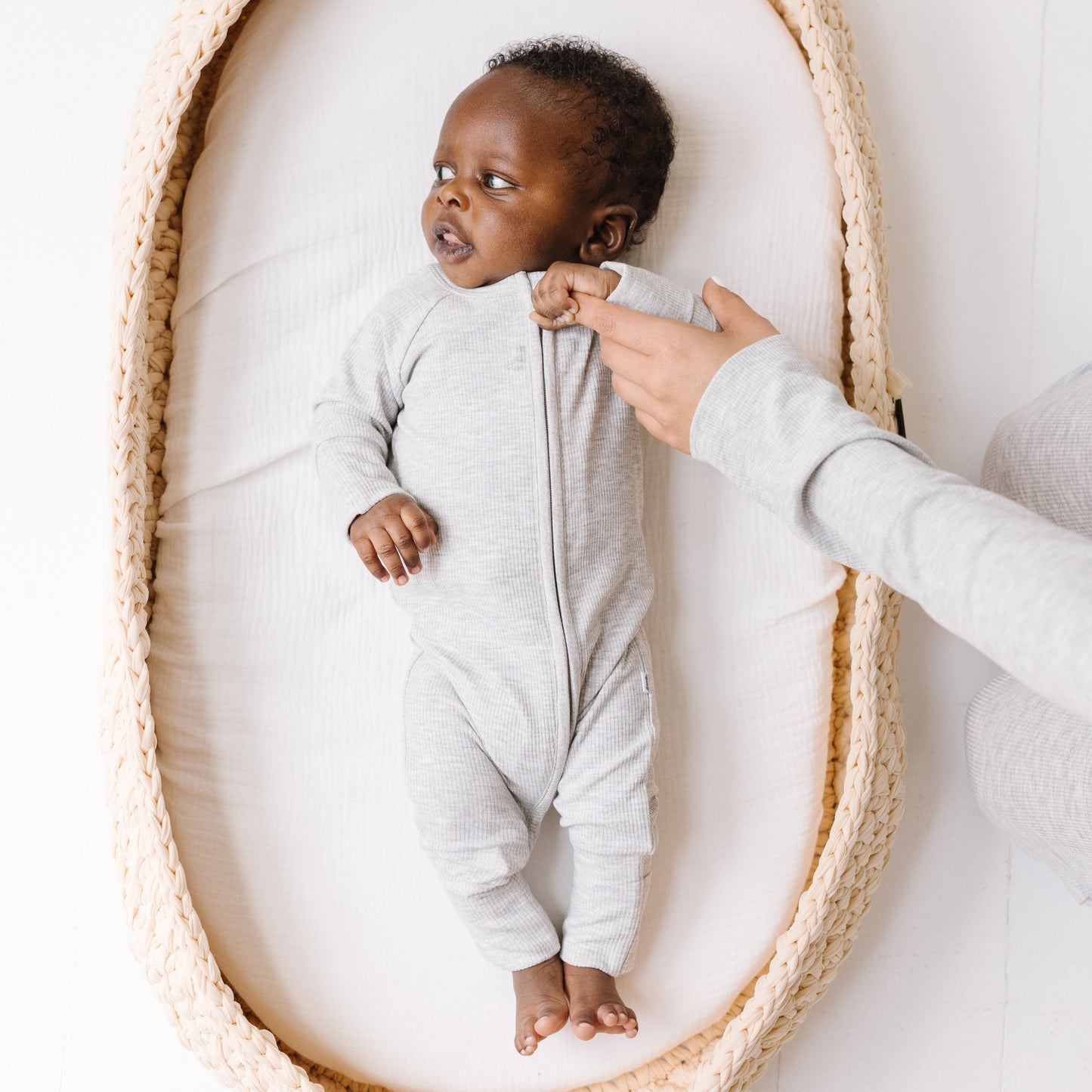 Heather Gray Small Ribbed Zip Romper