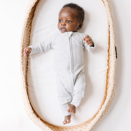 Heather Gray Small Ribbed Zip Romper