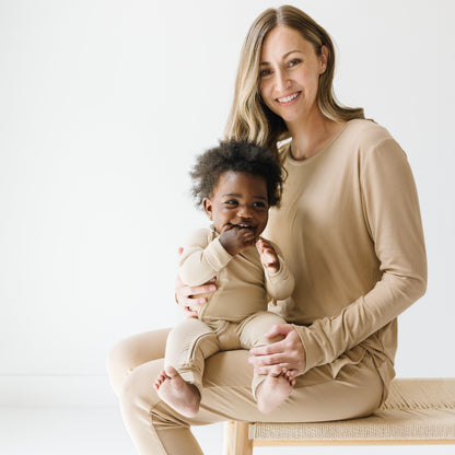 Tan Small Ribbed Zip Romper