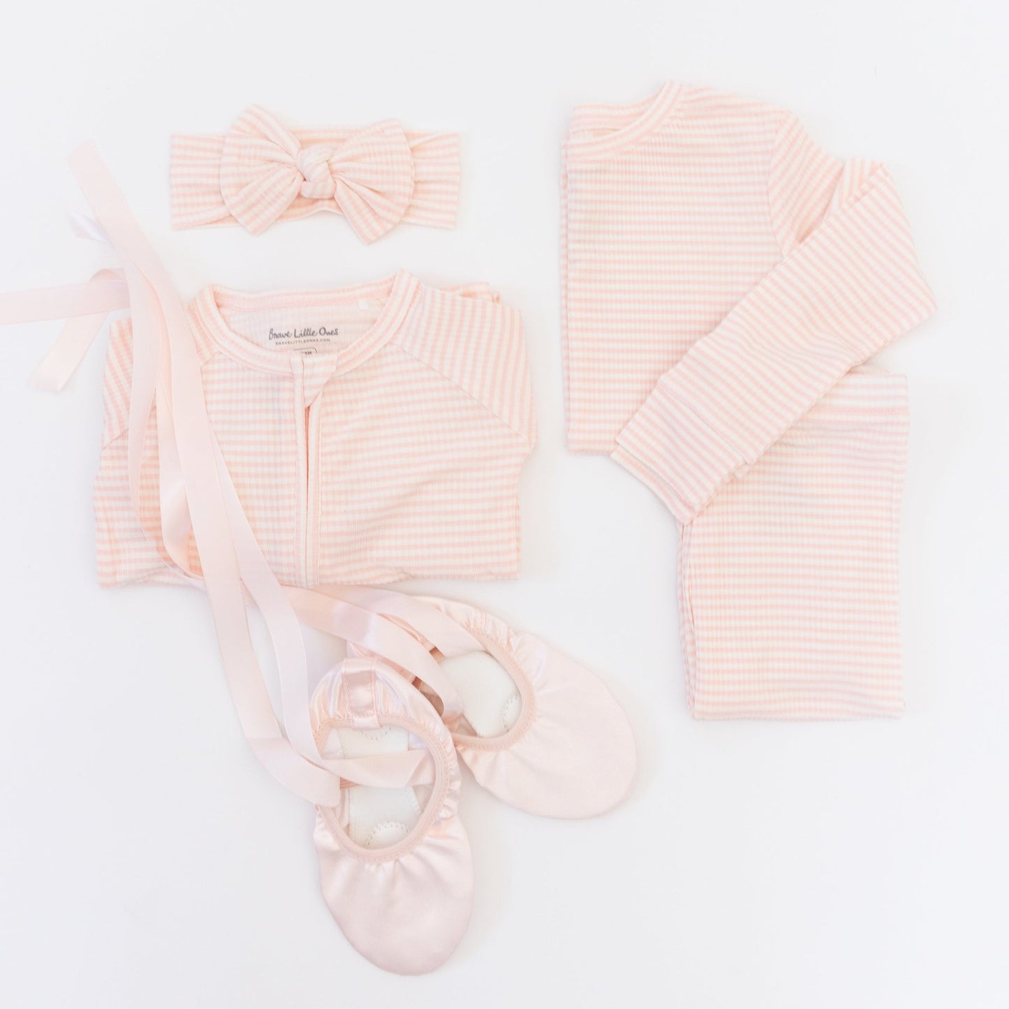 Pink Small Stripe Ribbed Zip Romper