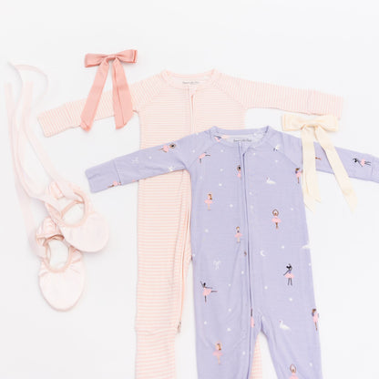 Pink Small Stripe Ribbed Zip Romper