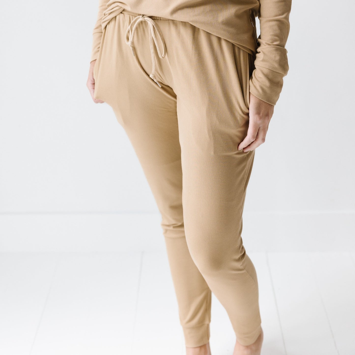 Tan Small Ribbed Women's Pants