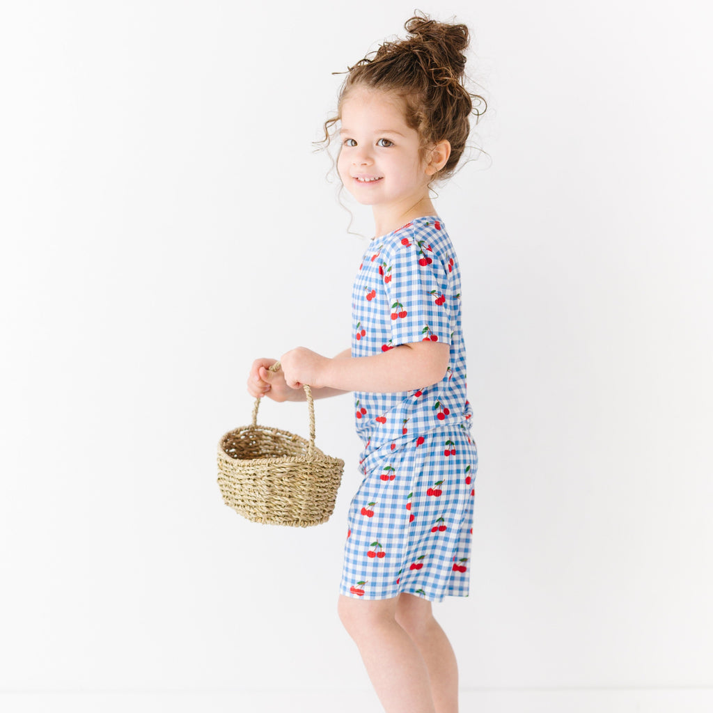 Vintage Cherries Small Ribbed Shorts Two-Piece Set