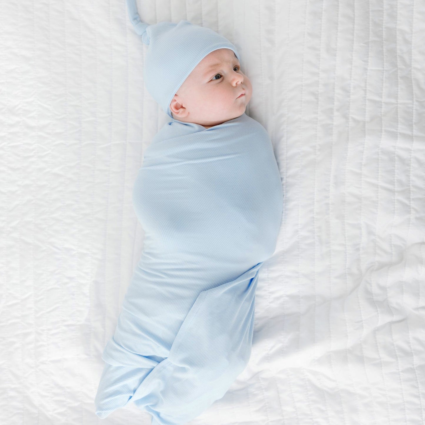 Coastal Blue Small Ribbed Swaddle Set