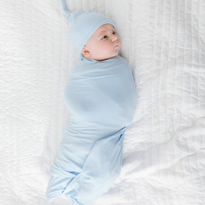 Coastal Blue Small Ribbed Swaddle Set