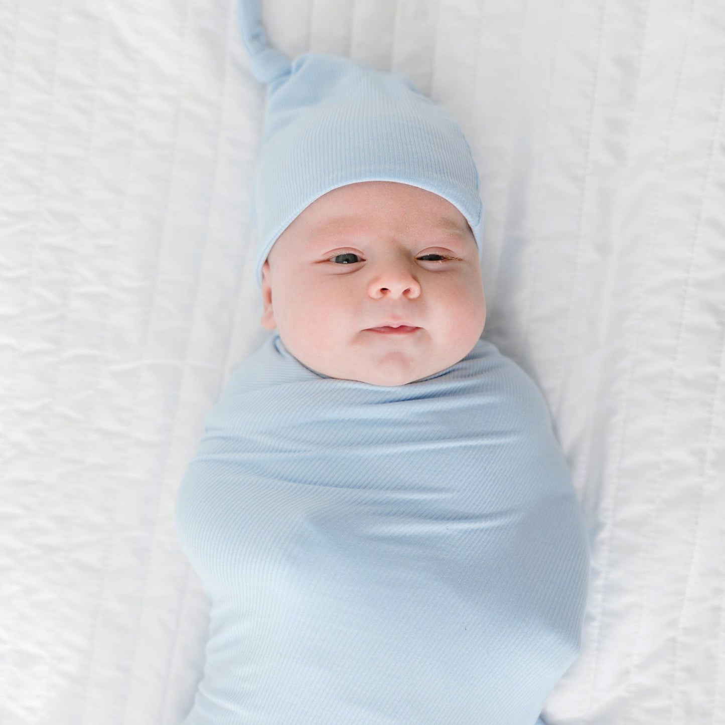 Coastal Blue Small Ribbed Swaddle Set