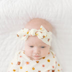Pink Daisies Small Ribbed Bow