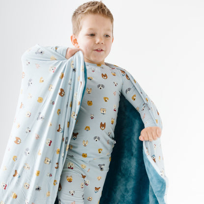 Dogs Light Blue Toddler Blanket