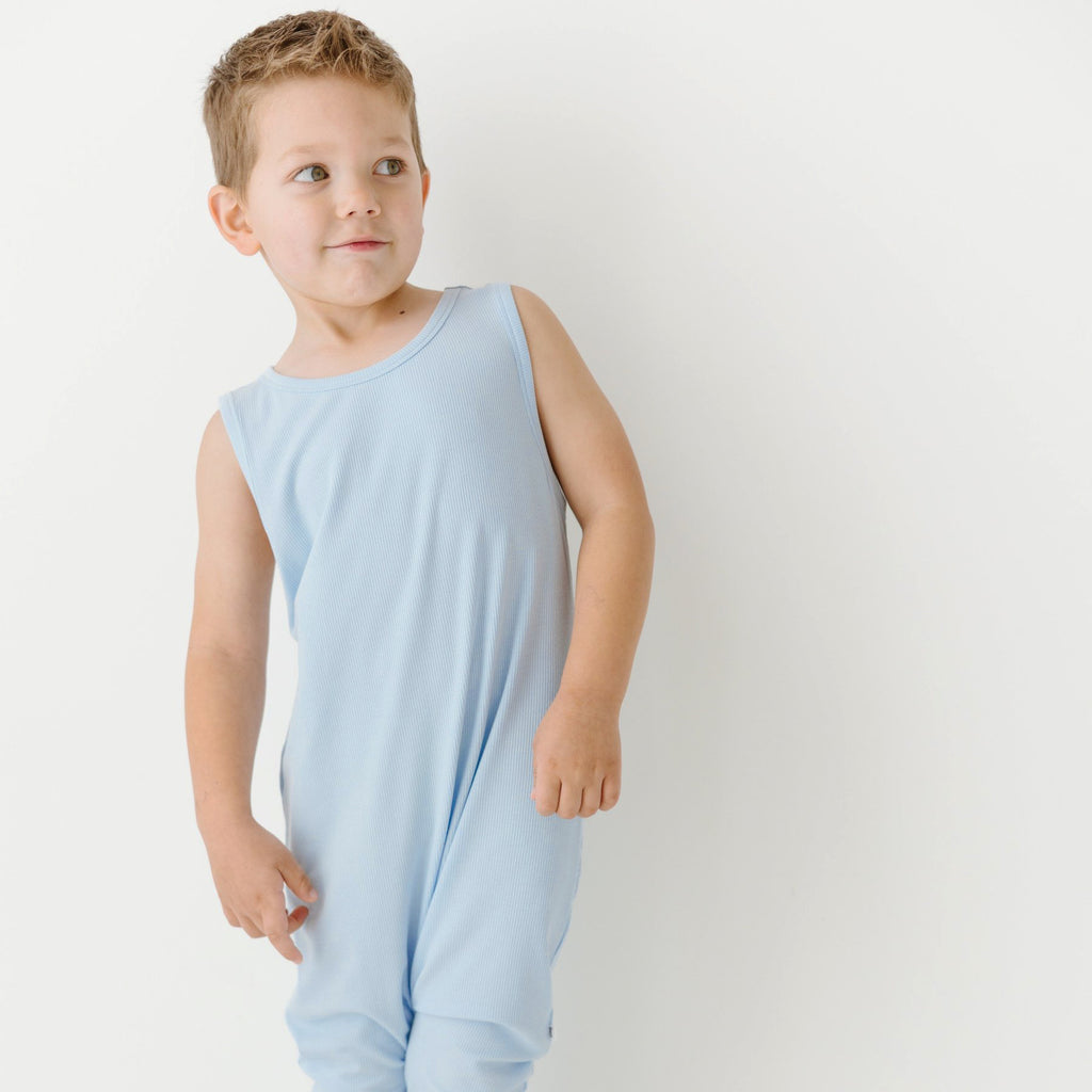 Coastal Blue Small Ribbed Harem Romper