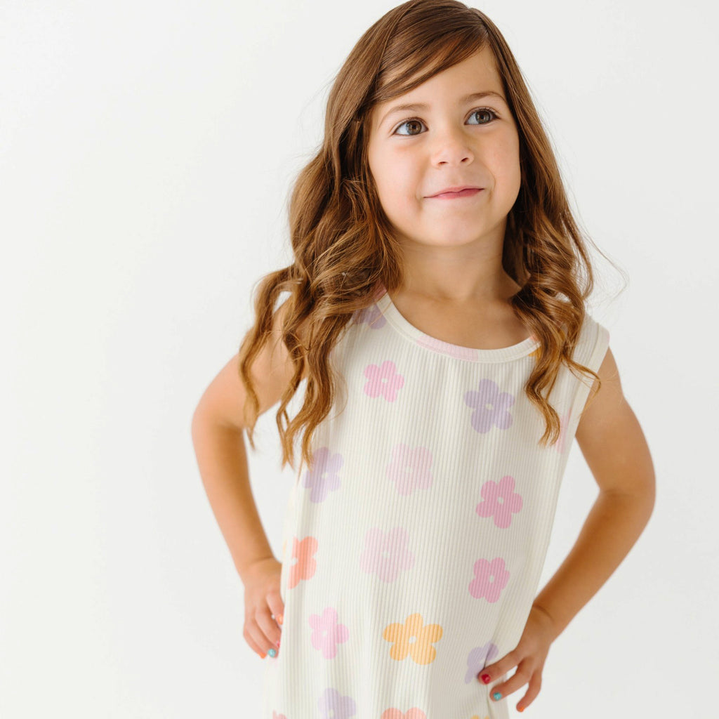 Big Daisies Small Ribbed Harem Romper