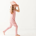 Mauve Small Ribbed Harem Romper