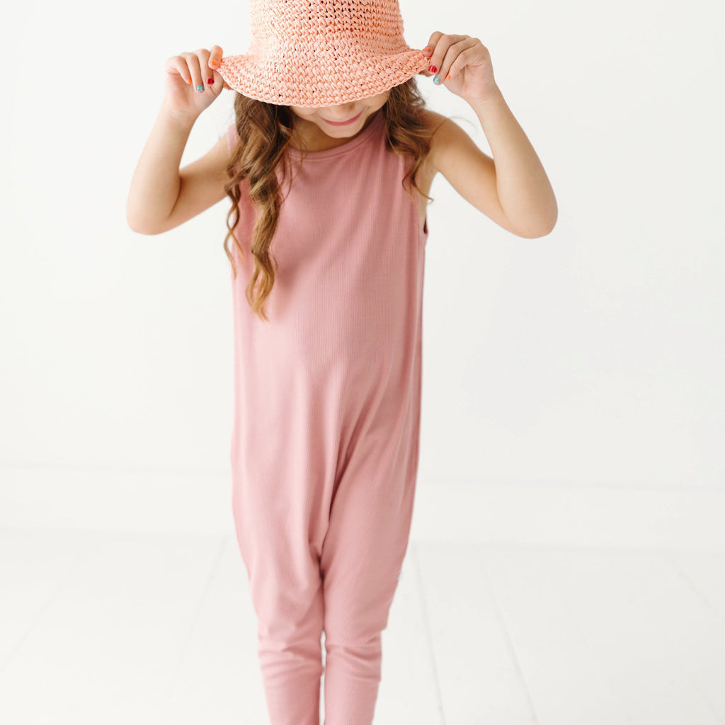 Mauve Small Ribbed Harem Romper