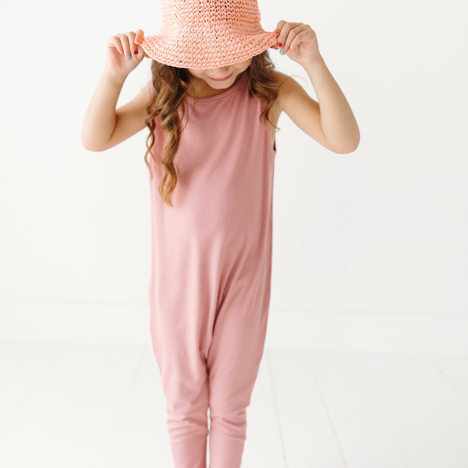 Mauve Small Ribbed Harem Romper