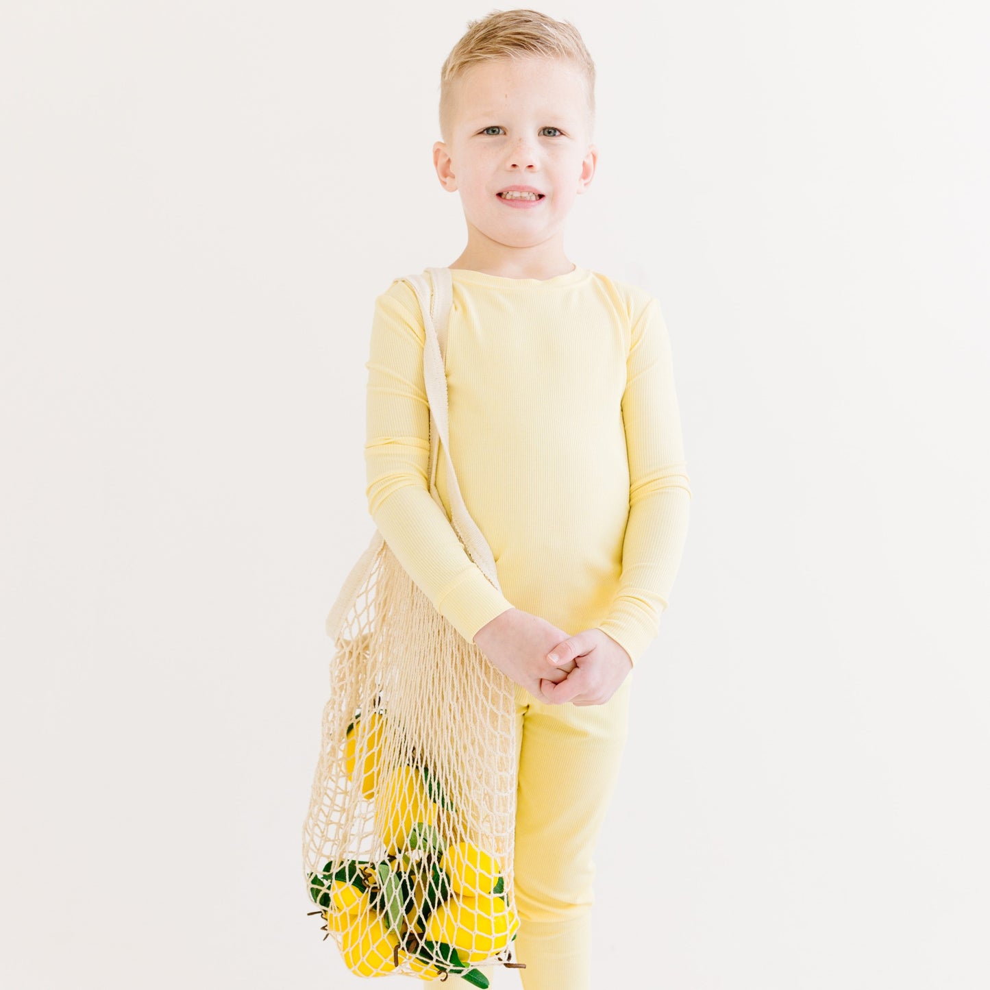 Lemon Yellow Small Ribbed Two-Piece Set