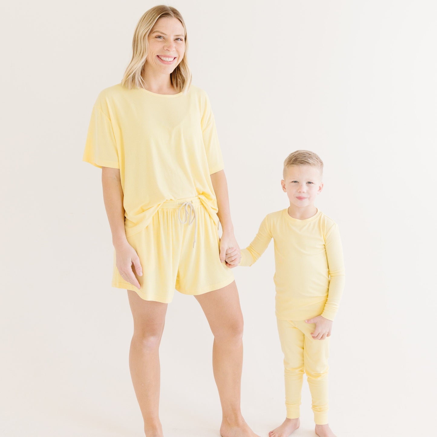 Lemon Yellow Small Ribbed Women's Short Sleeve Top