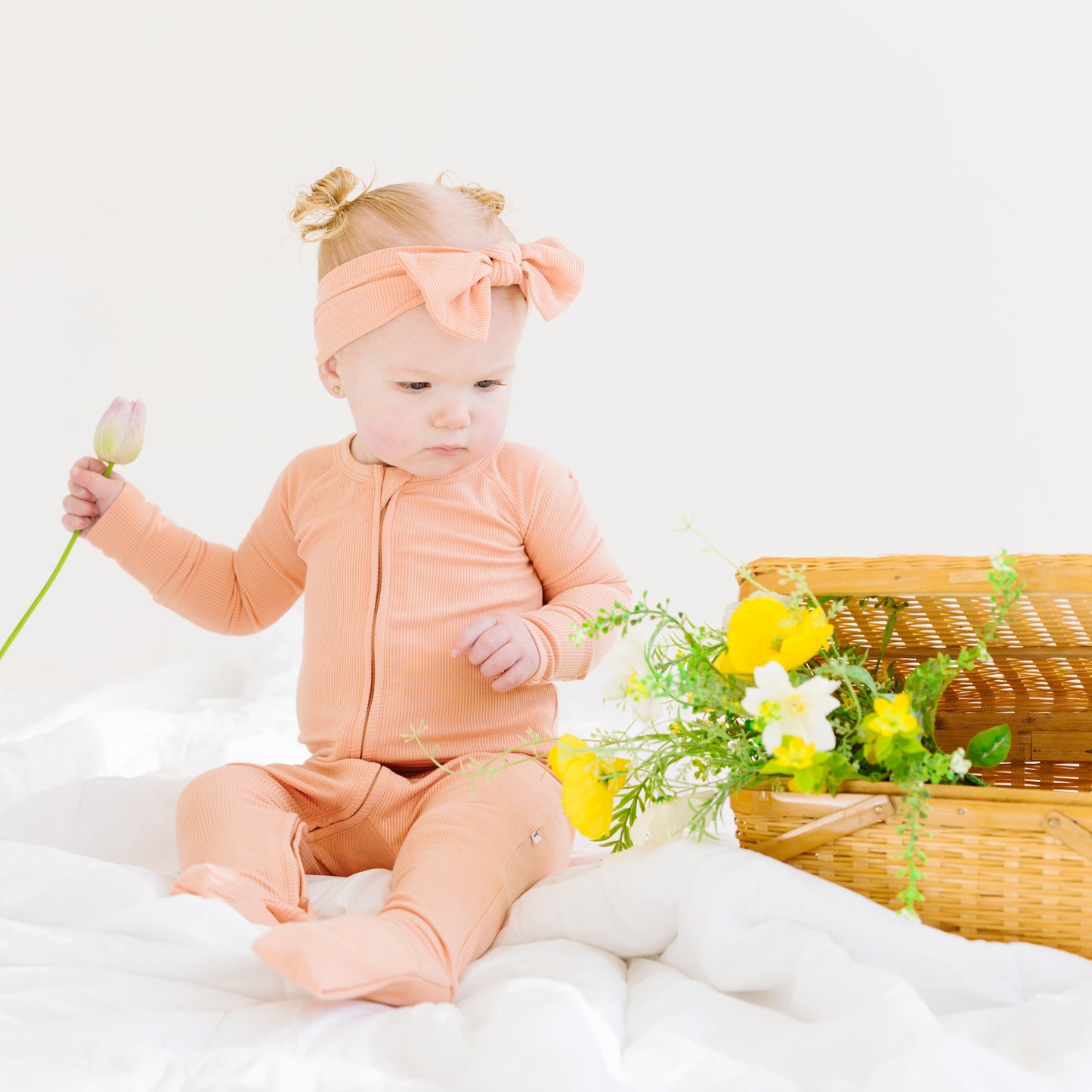 Coral Small Ribbed Zip Romper