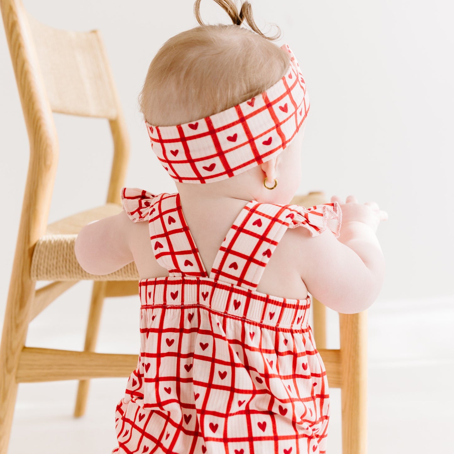 Be Mine Gingham Small Ribbed Flutter Sleeve Romper