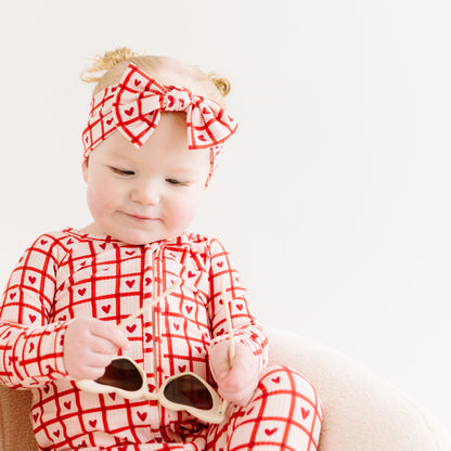 Be Mine Gingham Small Ribbed Zip Romper