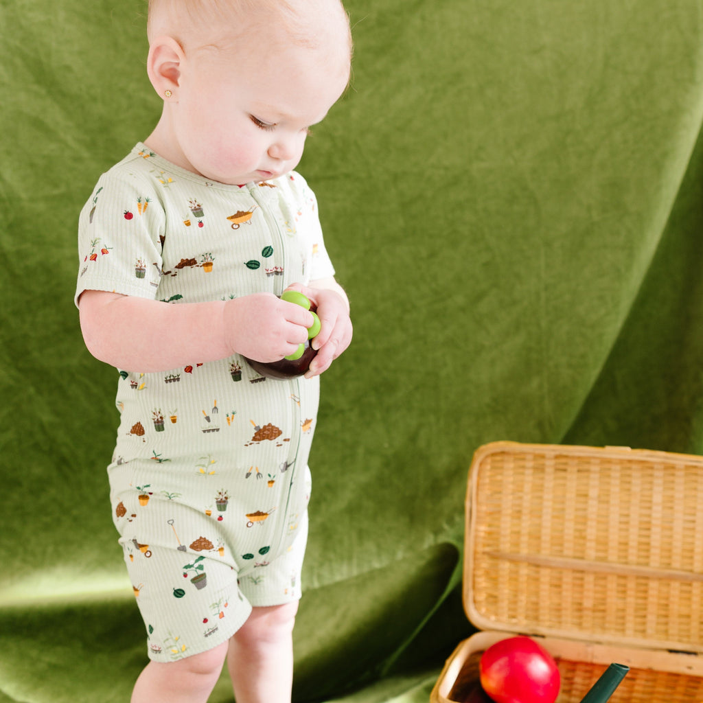 Backyard Garden Small Ribbed Summer Zip Romper