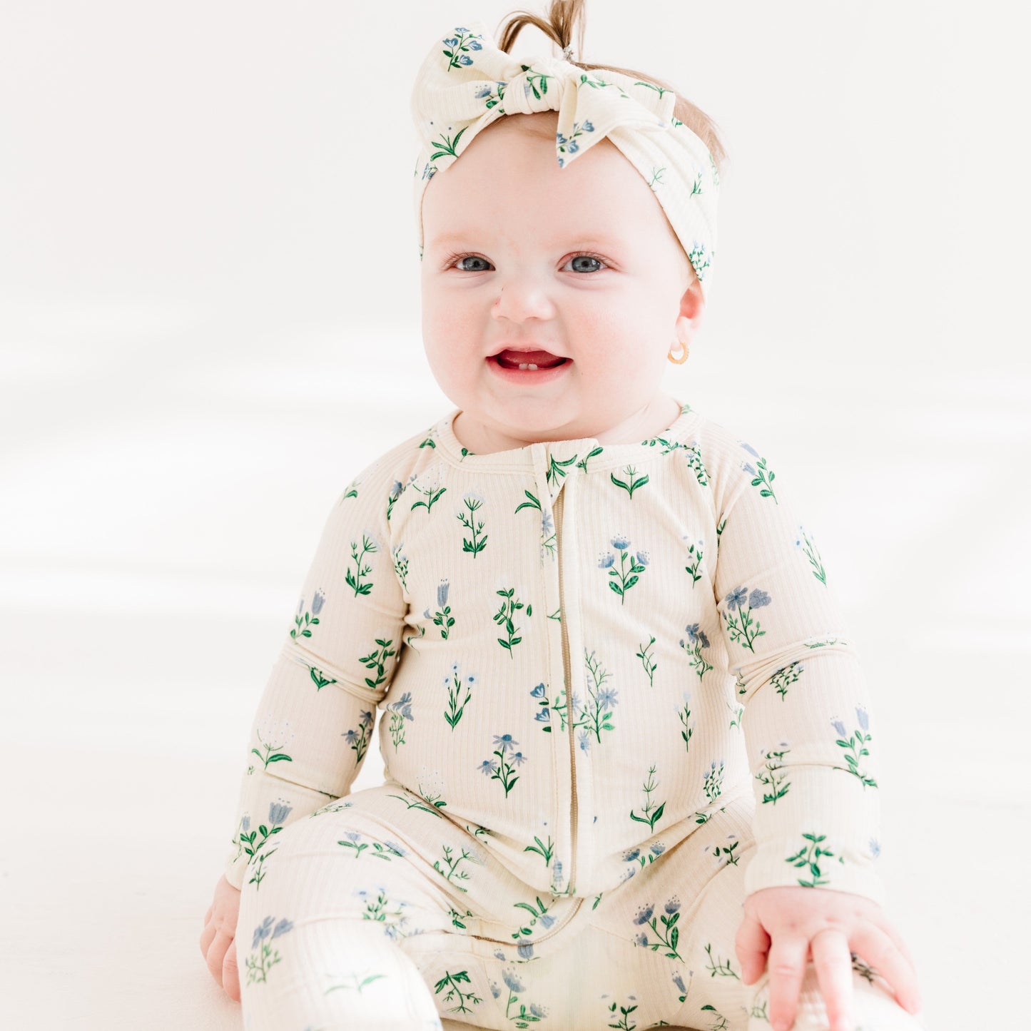 Morning Meadow Small Ribbed Zip Romper