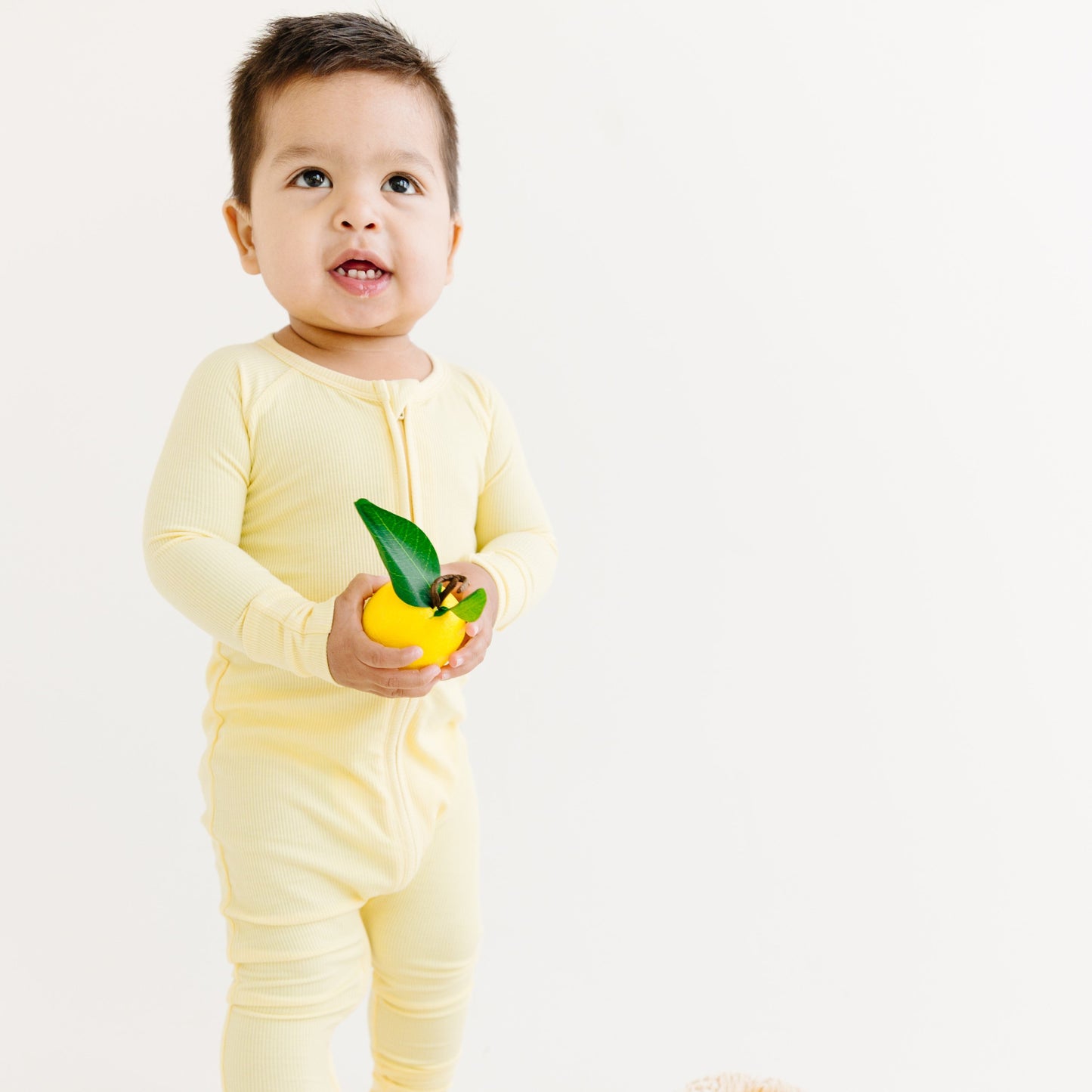 Lemon Yellow Small Ribbed Zip Romper