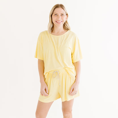 Lemon Yellow Small Ribbed Women's Shorts