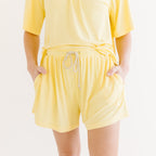 Lemon Yellow Small Ribbed Women's Shorts