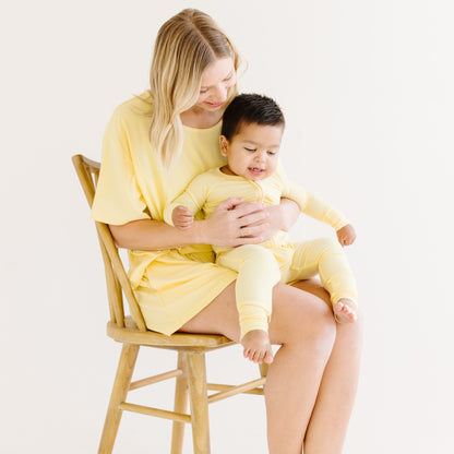 Lemon Yellow Small Ribbed Women's Short Sleeve Top