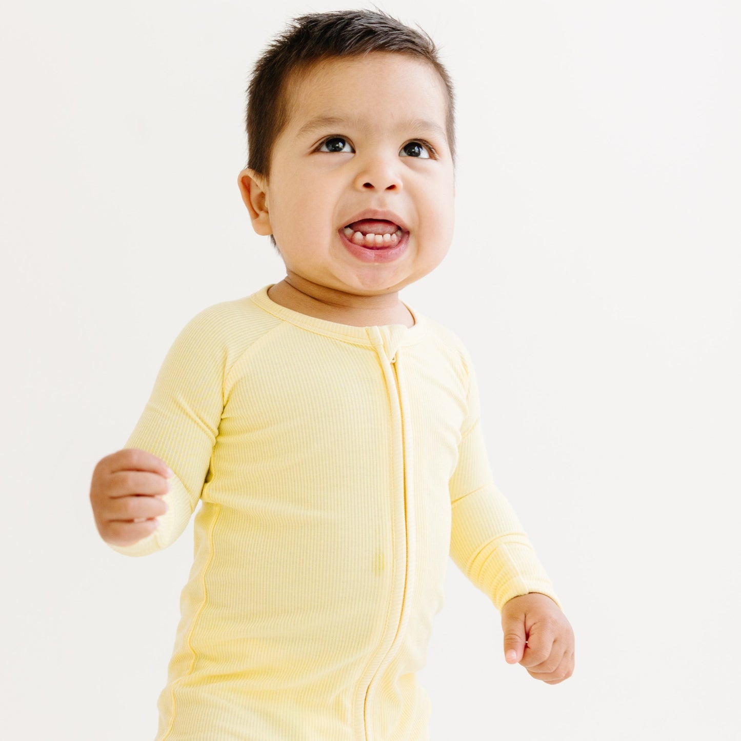 Lemon Yellow Small Ribbed Zip Romper