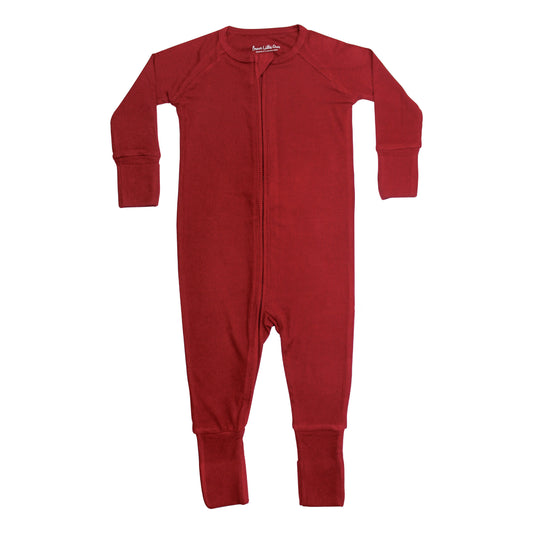 Berry Red Small Ribbed Zip Romper