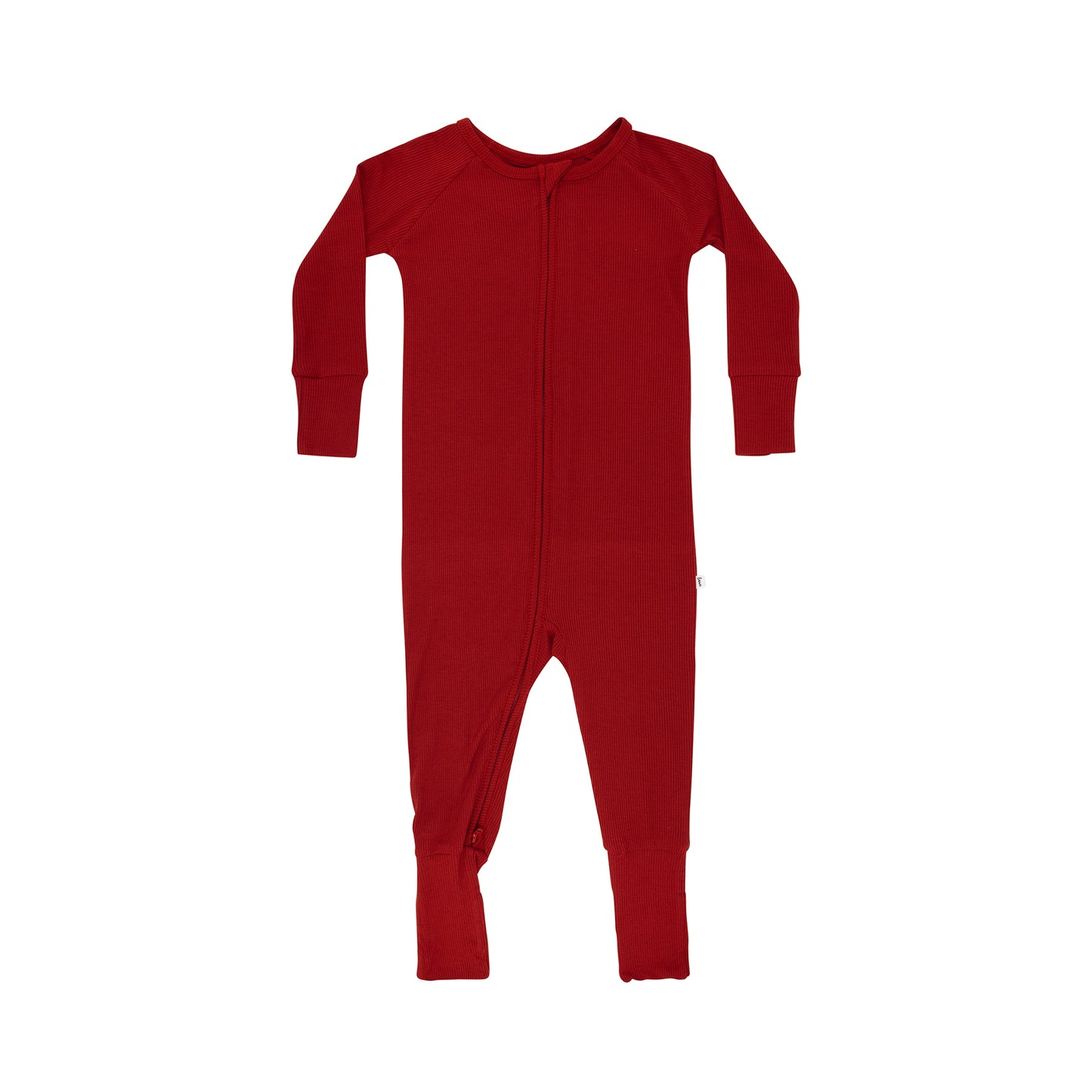 Berry Red Small Ribbed Zip Romper