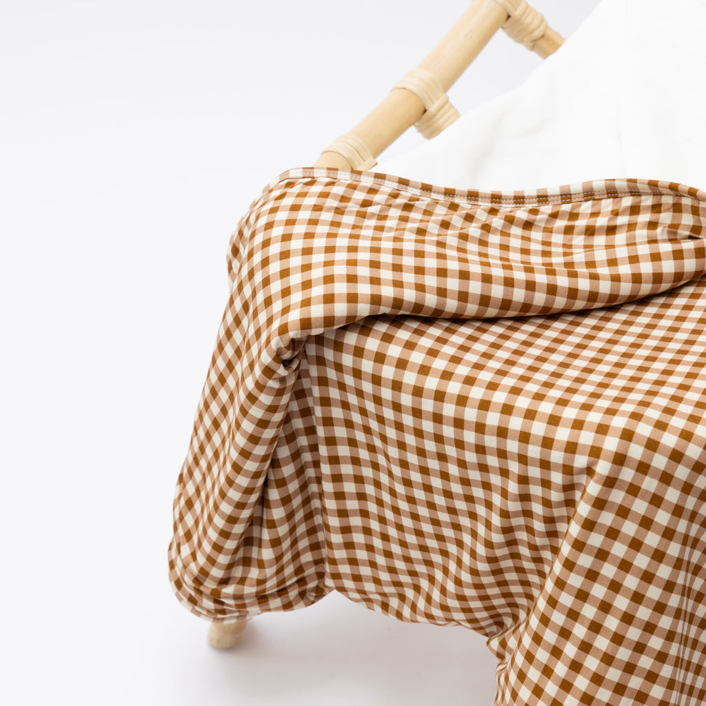 Caramel Small Gingham Toddler Blanket