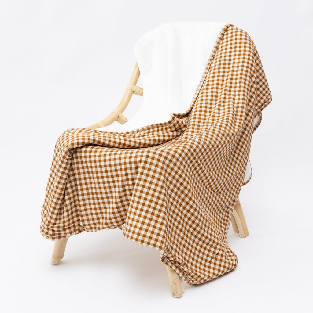 Caramel Small Gingham Toddler Blanket