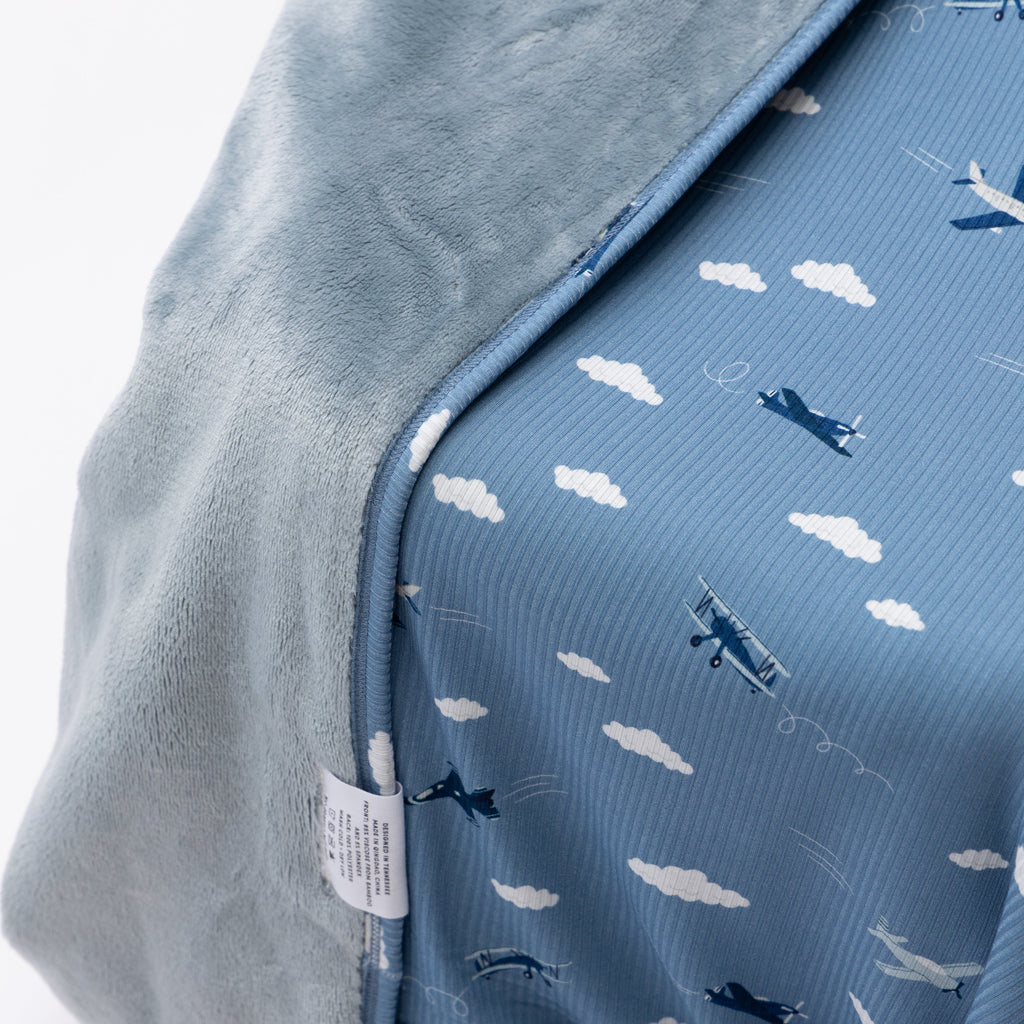 Take Flight Blue Small Ribbed Toddler Blanket