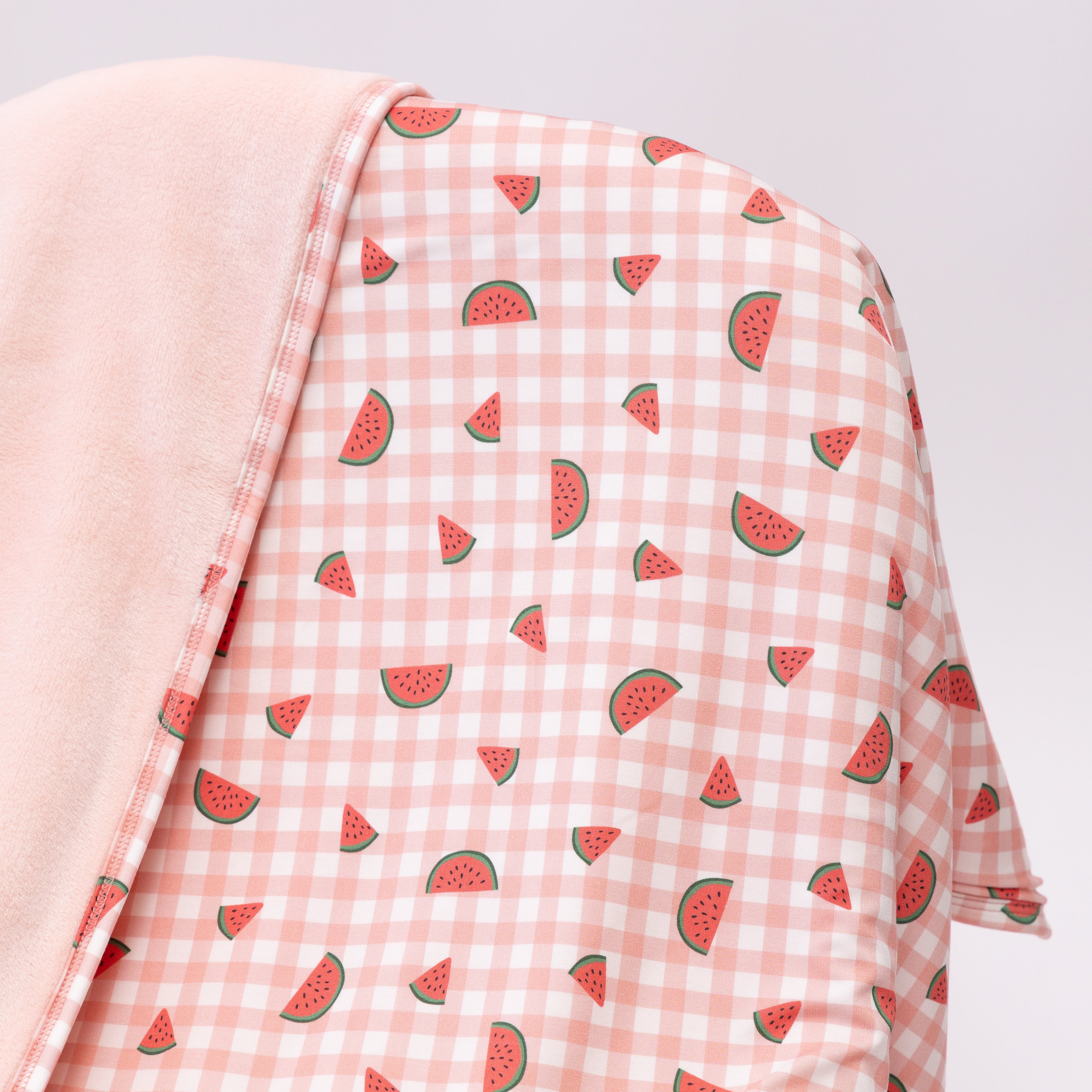 Watermelon Pink Gingham Youth Blanket