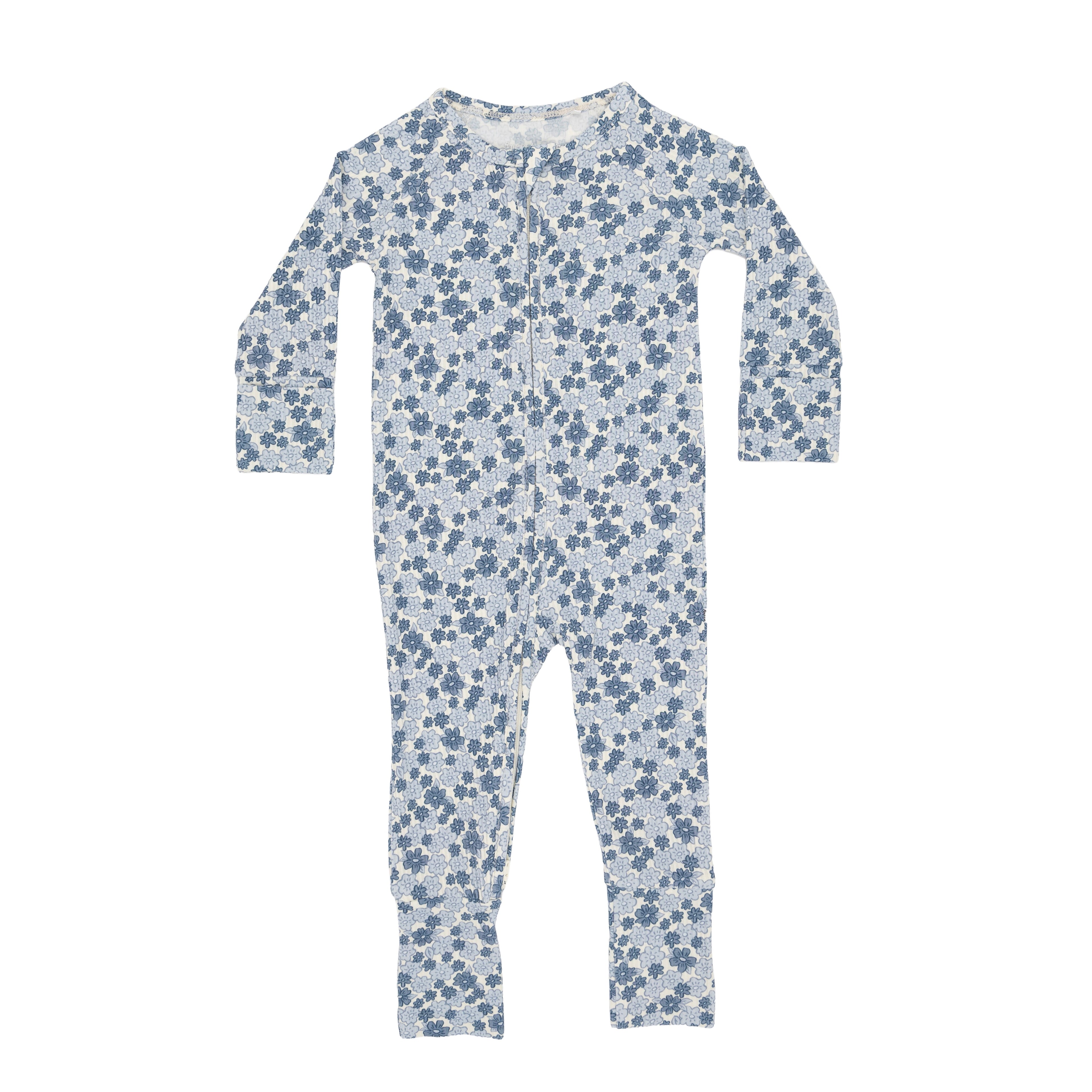 Bluebell Blossoms Small Ribbed Zip Romper
