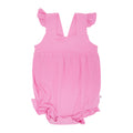 Bubblegum Pink Small Ribbed Flutter Sleeve Romper