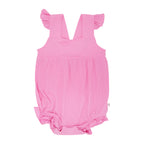 Bubblegum Pink Small Ribbed Flutter Sleeve Romper