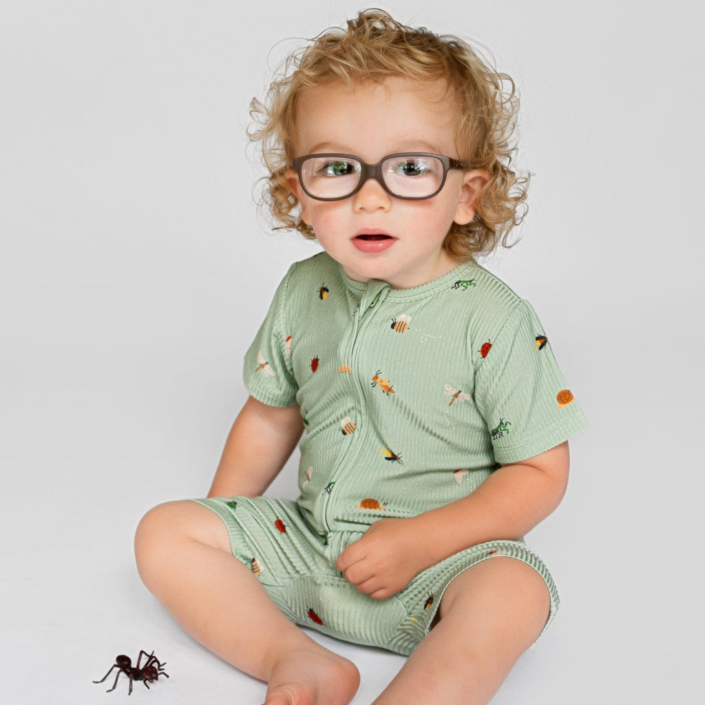Backyard Bugs Small Ribbed Summer Zip Romper