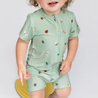 Backyard Bugs Small Ribbed Summer Zip Romper