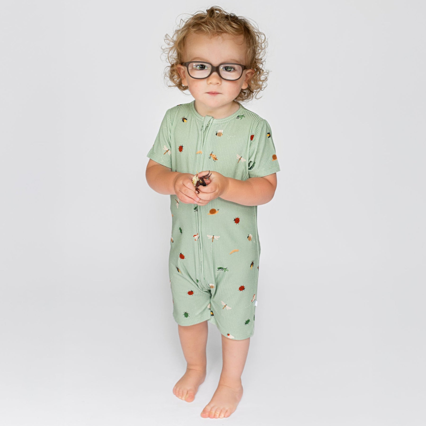 Backyard Bugs Small Ribbed Summer Zip Romper